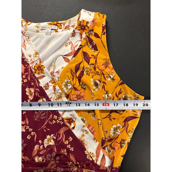 Cato Wrap Maxi Dress Womens Size XL Maroon Floral V-Neck Sleeveless Lined Summer - Picture 6 of 11